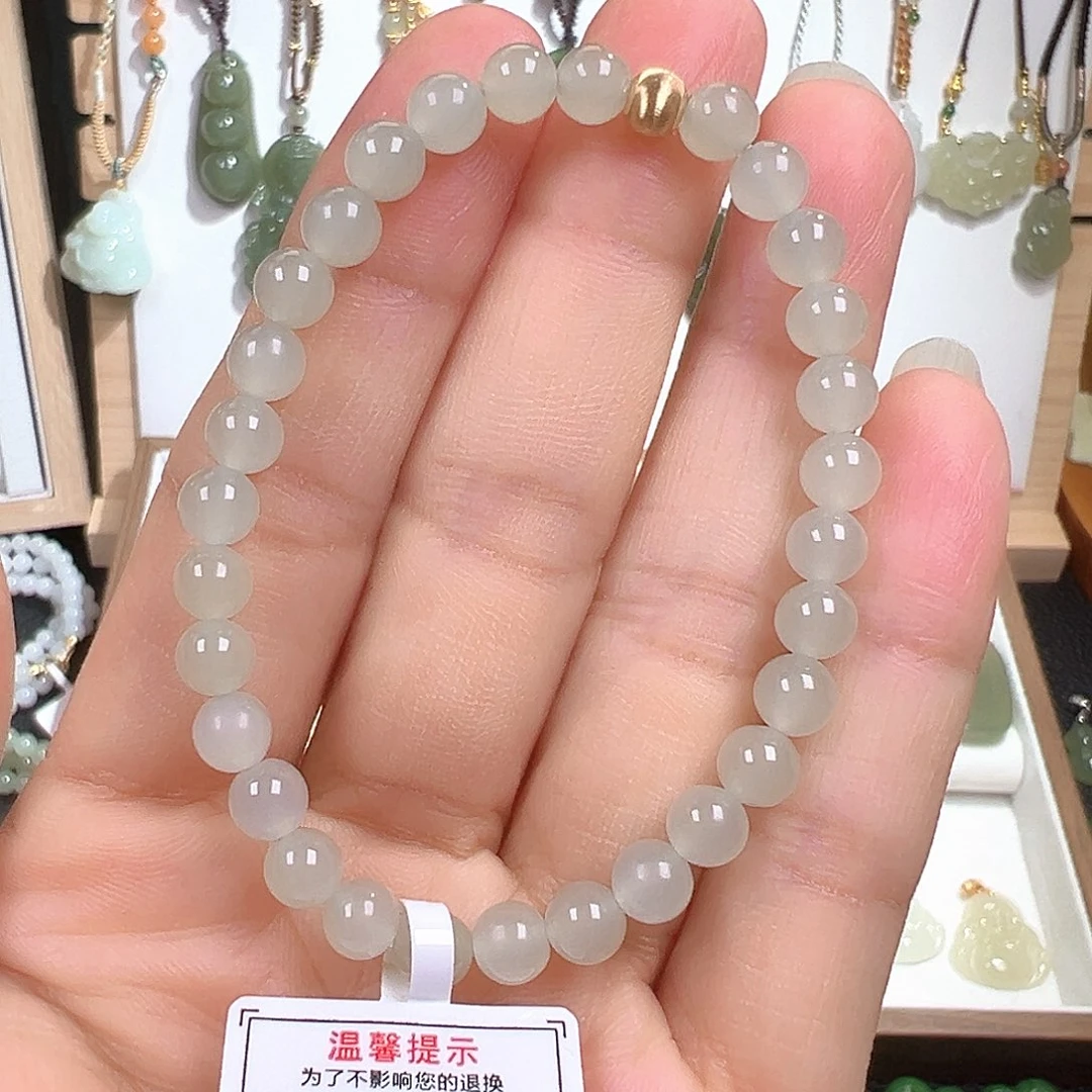 和田玉银S925镀金镶嵌手链