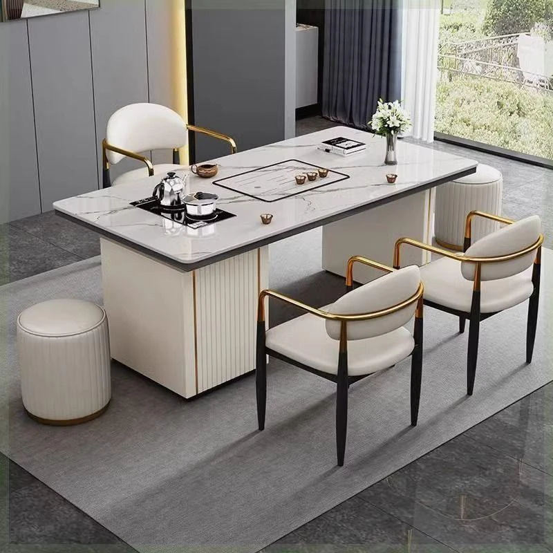 岩板茶桌一体一整套轻奢现代简约家用办公多功能茶台椅泡茶阳台