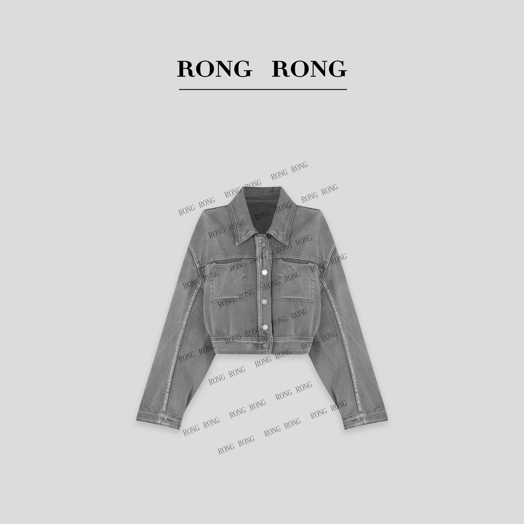 溶溶T【月上清梦】RONGRONG100棉立领宽松牛仔外套 R6009-7.27 W001