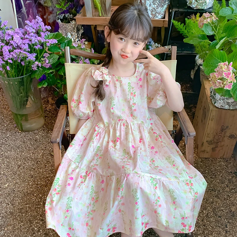 女童连衣裙夏季纯棉裙子韩版儿童娃娃领碎花裙宝宝薄款女孩公主裙