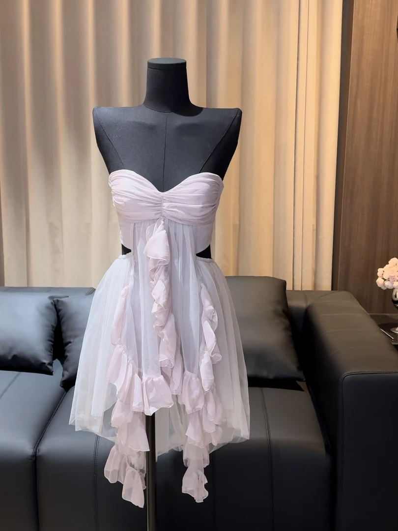 梦梦 MENGMENG｛紫雾之迷 新款纯欲性感荷叶边连衣裙}