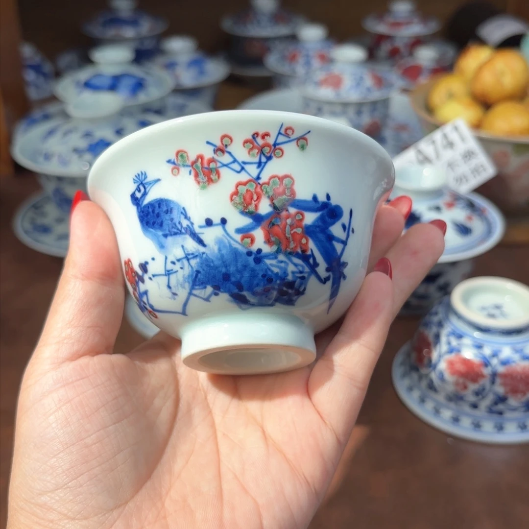 青花釉里红喜上眉梢大压手