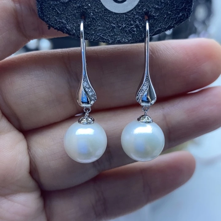 银S925镶嵌淡水珍珠耳饰