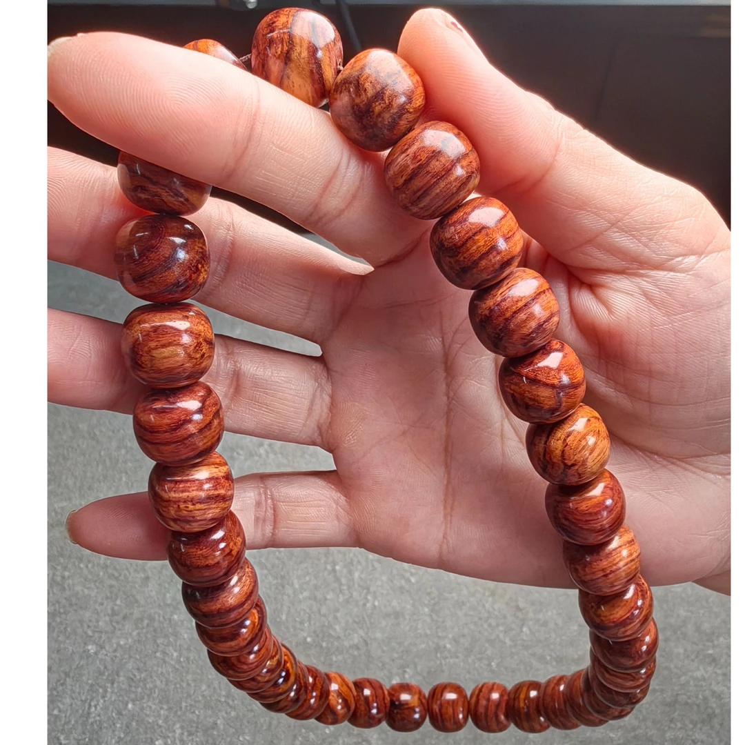 1314x36手持念珠海南黄花梨虎皮纹水波纹多样性发一