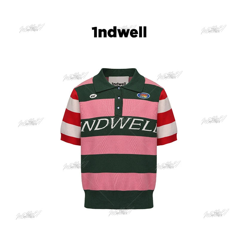 1ndwell 斯普利特系列-拼色条纹针织毛衣