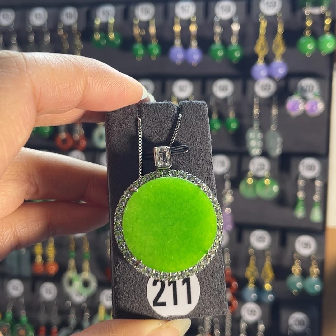 翡翠银S925镶嵌耳饰211