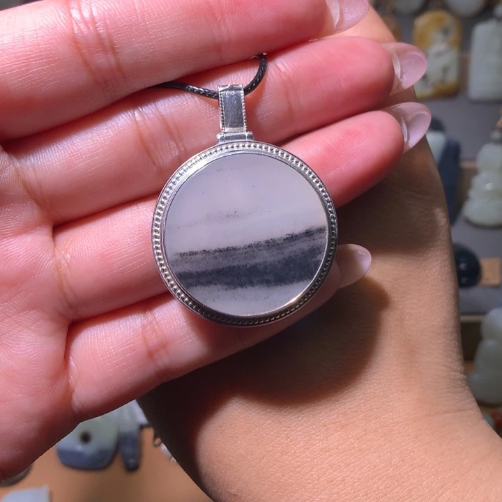 和田玉银S925镶嵌颈饰