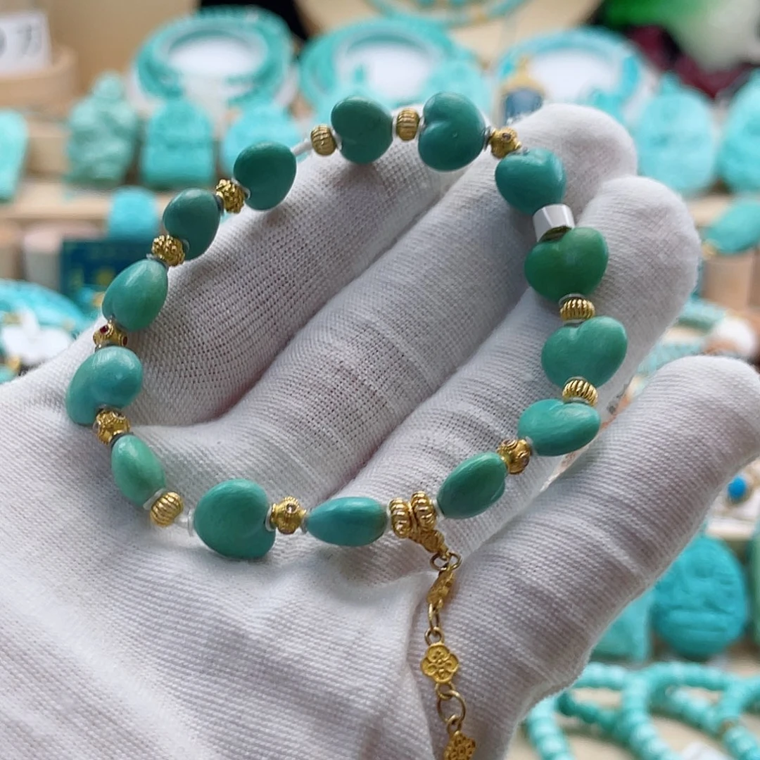 绿松石18K金镶嵌珠宝奇石