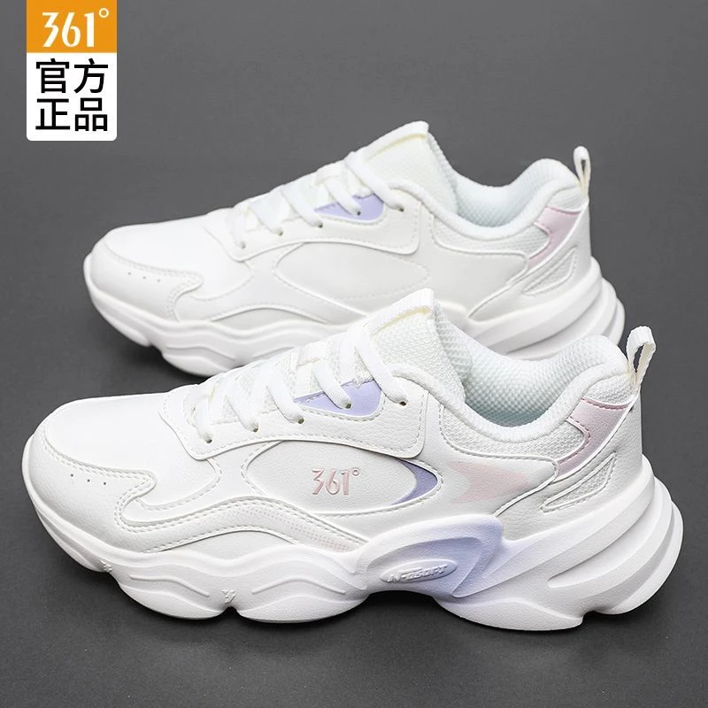 361°女鞋运动鞋冬季新款皮面防水跑步鞋轻质软底缓震增高休闲鞋子