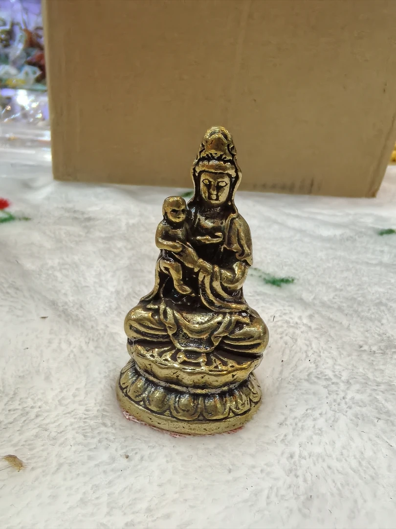 纯铜小摆件观音送子高5公分
