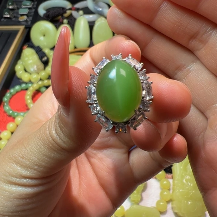 和田玉（碧玉）颈饰银S925镶嵌