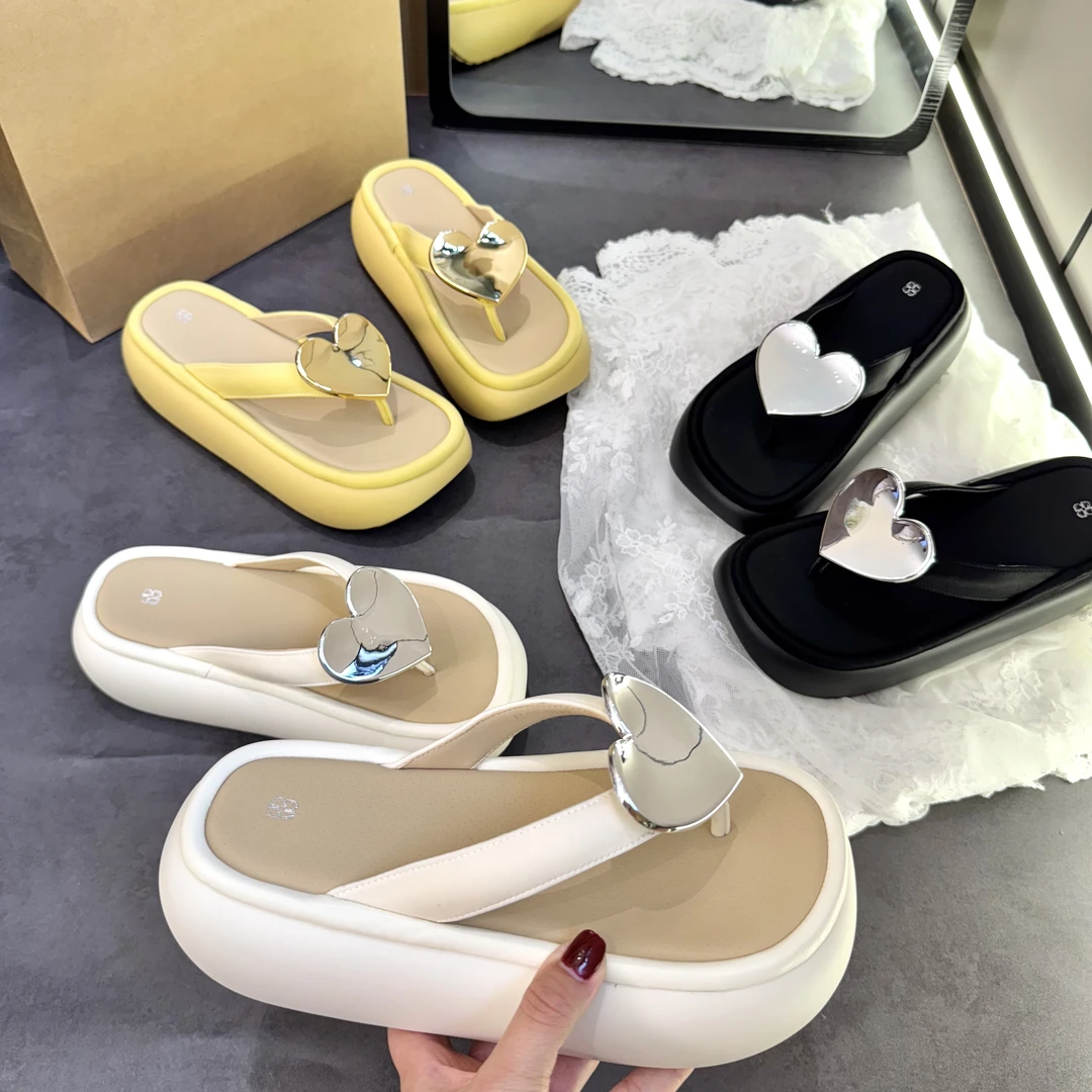 【三号】2025夏季新款爱心夹脚拖时尚休闲小众松糕厚底人字拖鞋女
