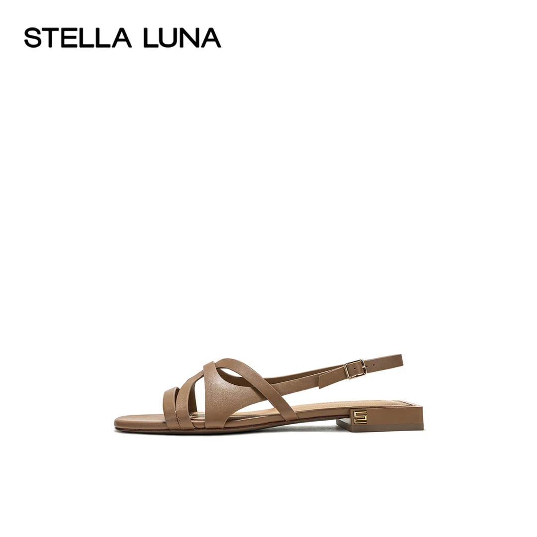 STELLA LUNA女鞋24SS官方凉鞋MODULAR对称交叉条带平底凉鞋