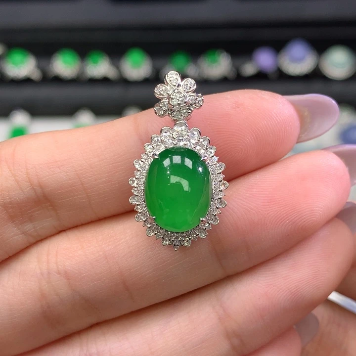 翡翠吊坠(不含链)18K金镶嵌力推