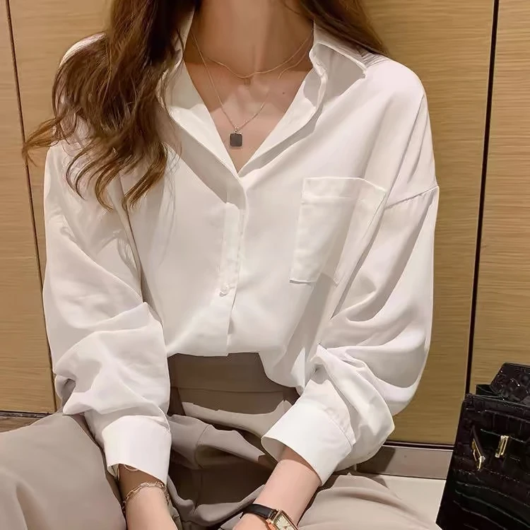 Z2025春秋雅丹季新款韩系长袖气质简约设计感白衬衫女款