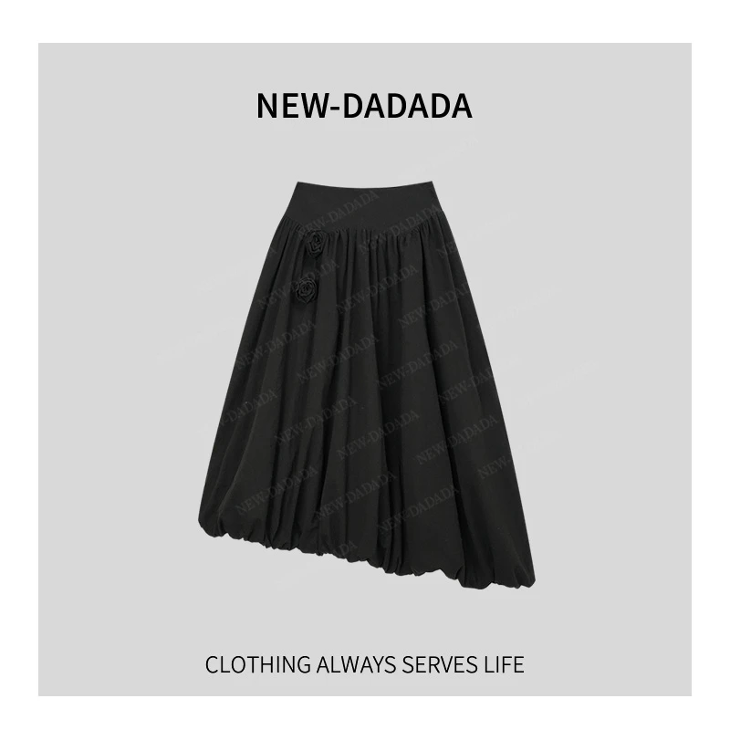 利达NEWDADADA温柔风高级感高腰A字裙棉麻裙女春夏半身裙子TZ4989