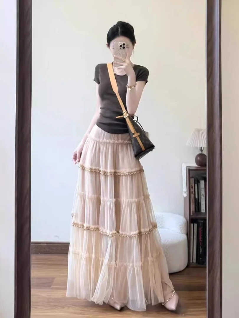 夏季穿搭一整套大码胖mm绑带短袖上衣蛋糕半身裙子韩系高级套装女