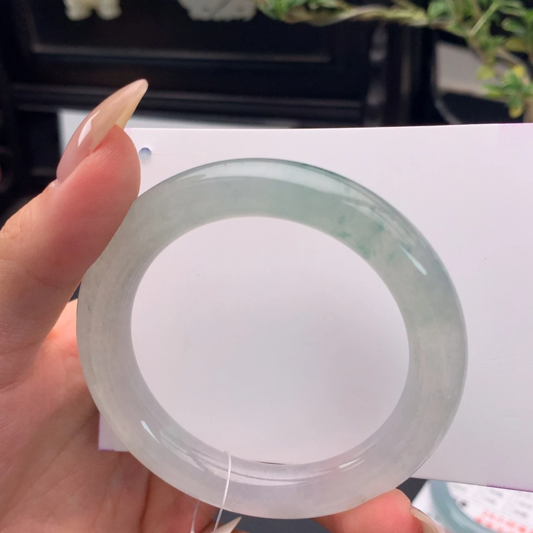 翡翠未镶嵌手镯008冰飘花圆条