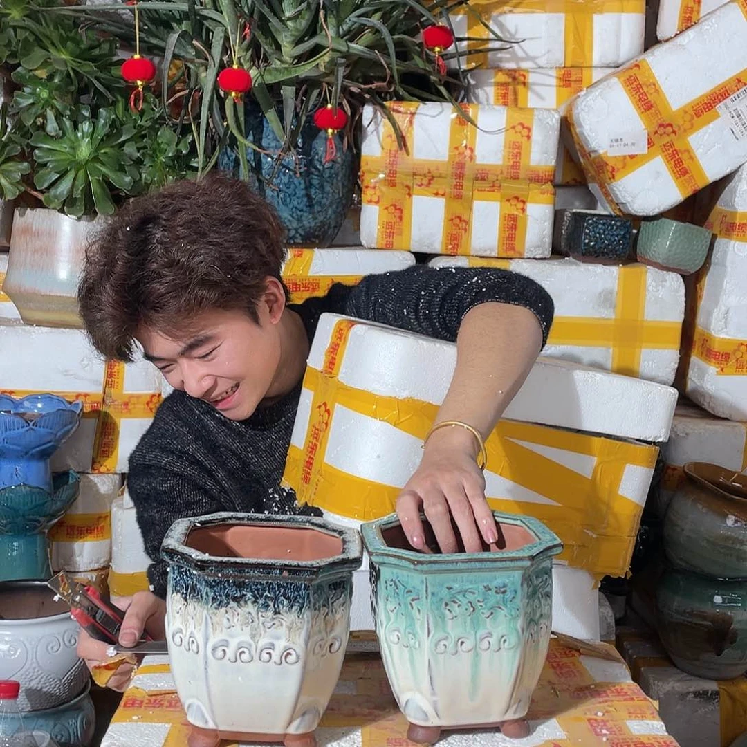 无铅玻璃宜兴紫砂花盆