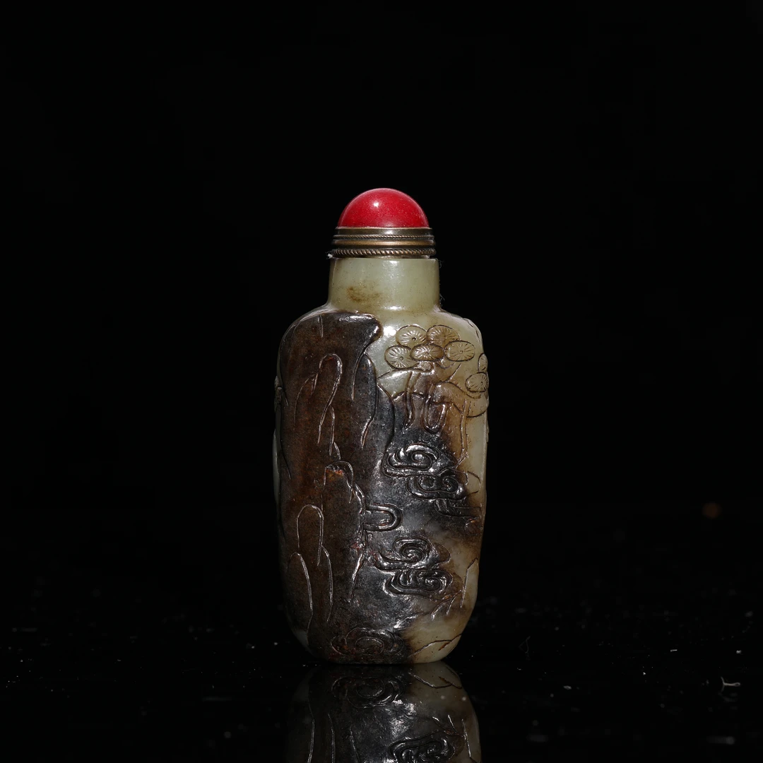 （AC7）Q813667和田玉俏色巧雕山水人物鼻烟壶