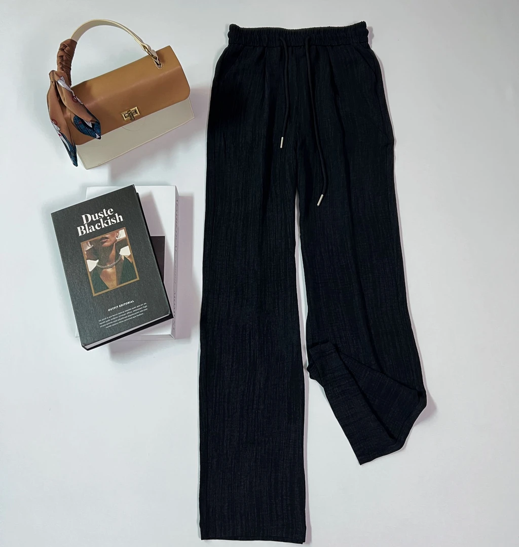 时尚阔腿裤女夏季2025新款高腰抽绳肌理感慵懒美式休闲拖地裤子