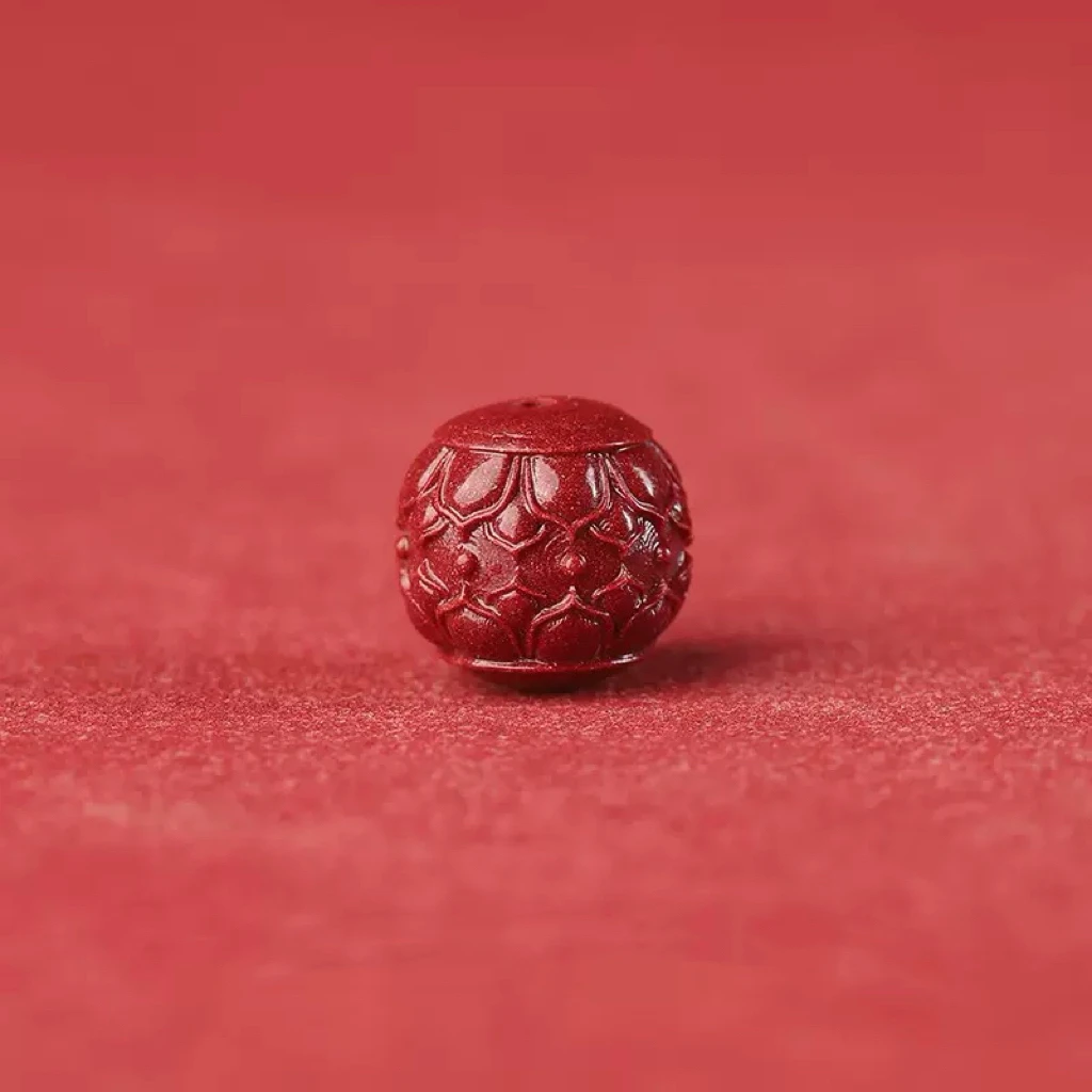 含辰砂工艺品M139莲花雕刻配饰3.1克11.4-11.2mm