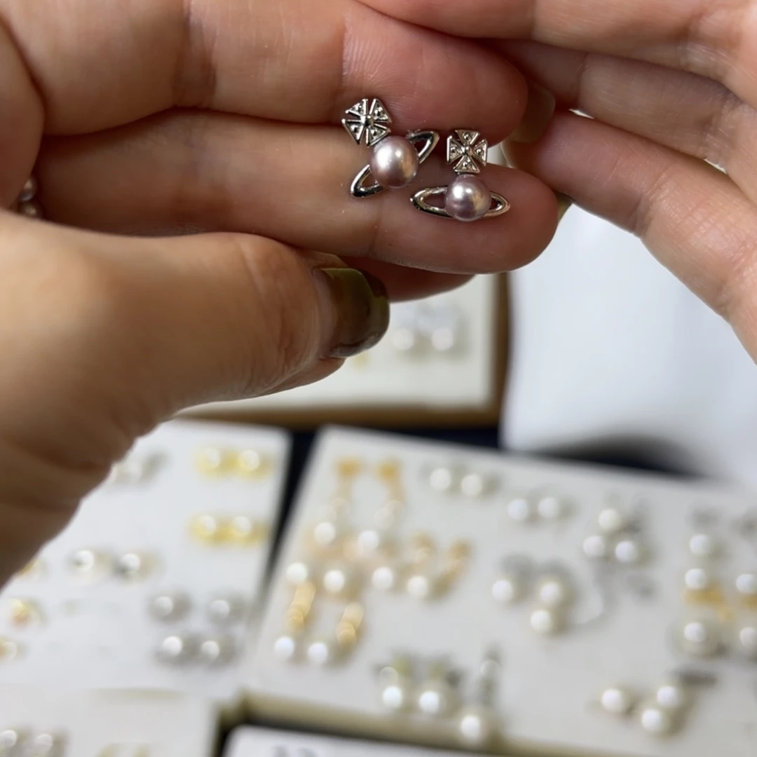 合金淡水珍珠耳饰