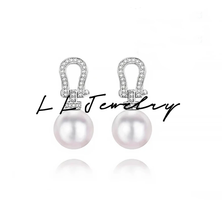 铜合金仿珍珠耳饰 LL Jewelry & 优雅风马蹄扣珍珠耳钉