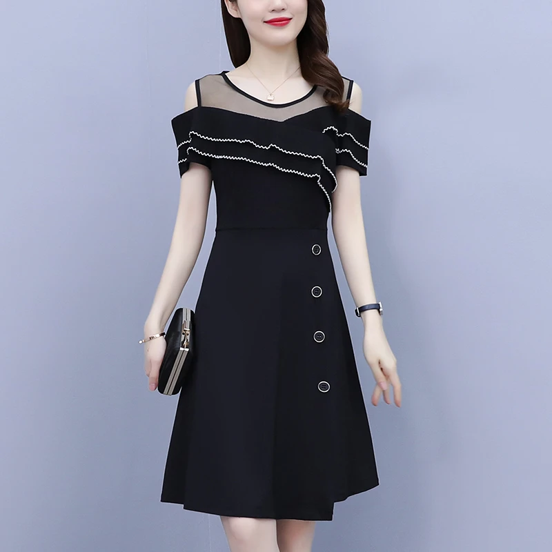 大码女装2025夏季韩版胖mm荷叶边网纱拼接遮肚显瘦洋气法式连衣裙