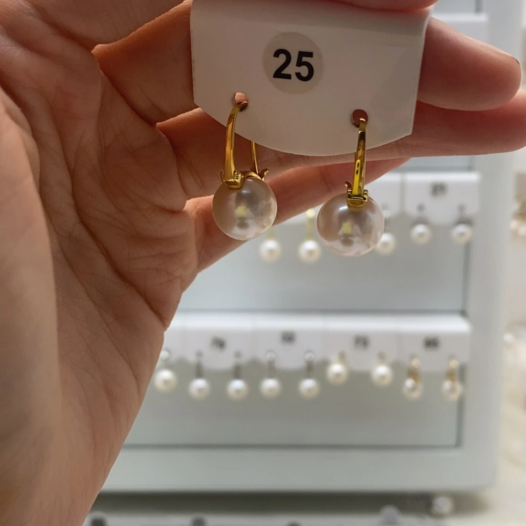 银S925镶嵌淡水珍珠耳饰