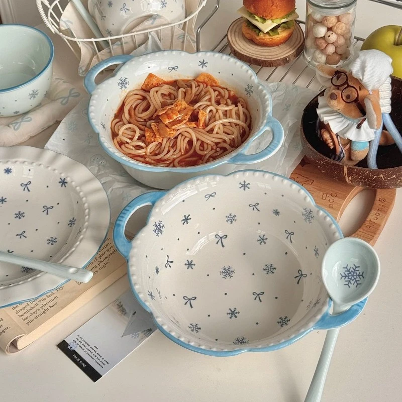 初雪双耳汤碗大号家用2025新款陶瓷泡面碗大容量碗汤盆螺蛳粉碗LX