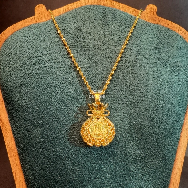 铜合金项链 经典款花丝镂空福袋项链吊坠气质时尚国潮古B321