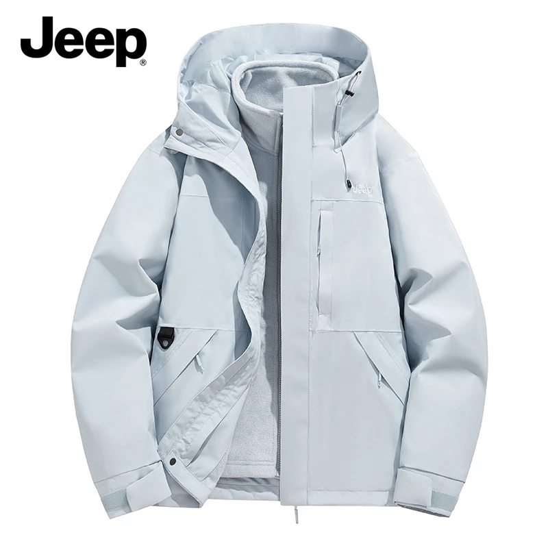 JEEP/吉普品牌三合一冲锋衣外套男女款春秋户外休闲加厚加绒夹克
