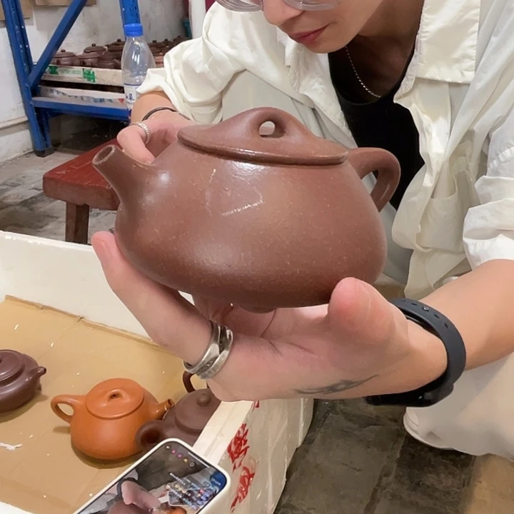 茶壶紫砂粗砂底槽青景舟石瓢