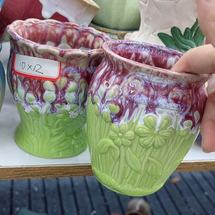 多肉绿植陶瓷花盆9.9包邮，有孔