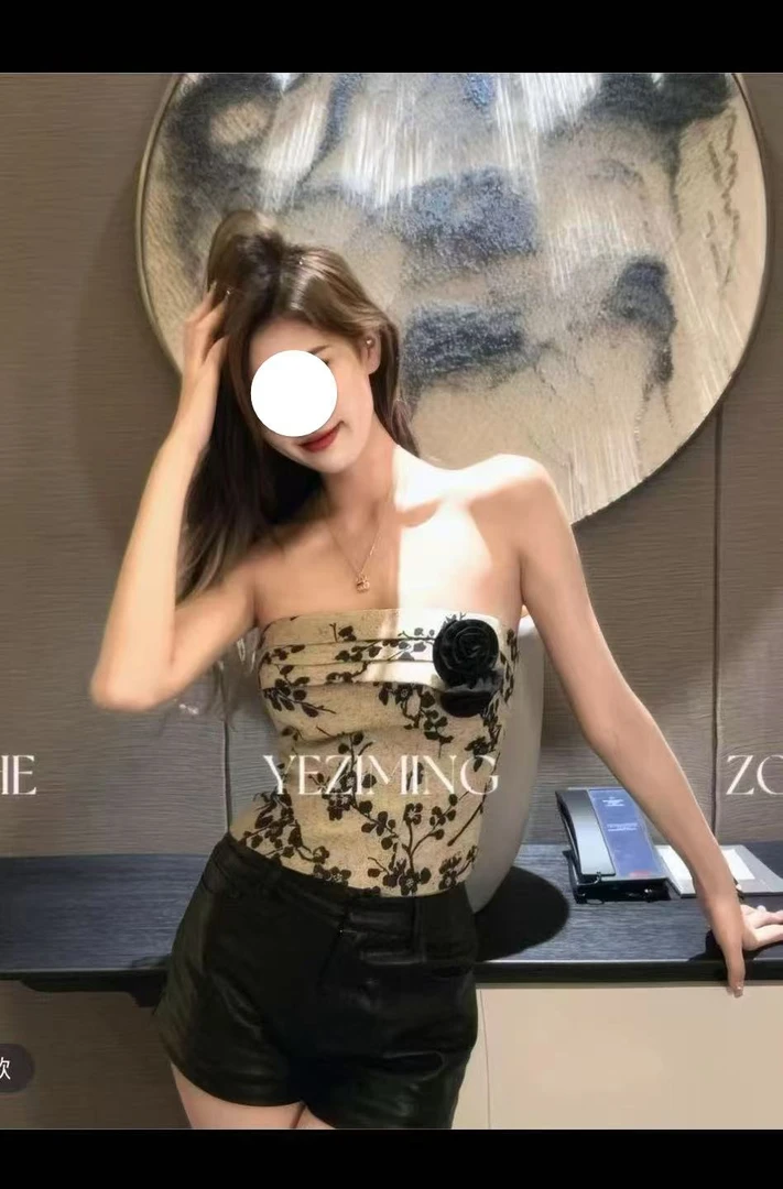 黑玫瑰别针/抹胸上衣001