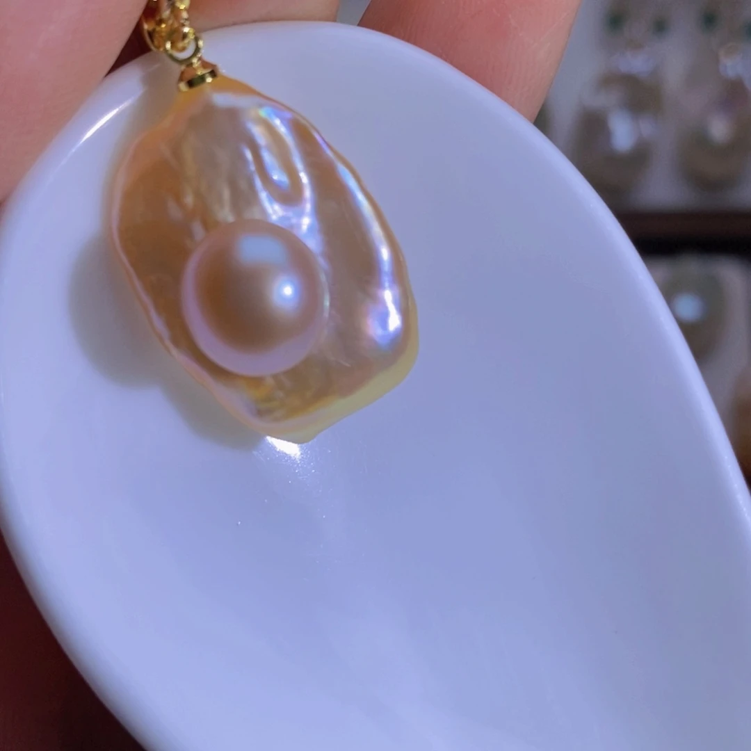 银S925镶嵌淡水珍珠天然淡水珍珠