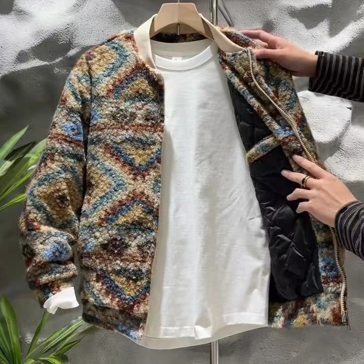 冬季新款潮牌设计师国潮加棉加厚痞帅百搭时尚男士上衣棉服外套