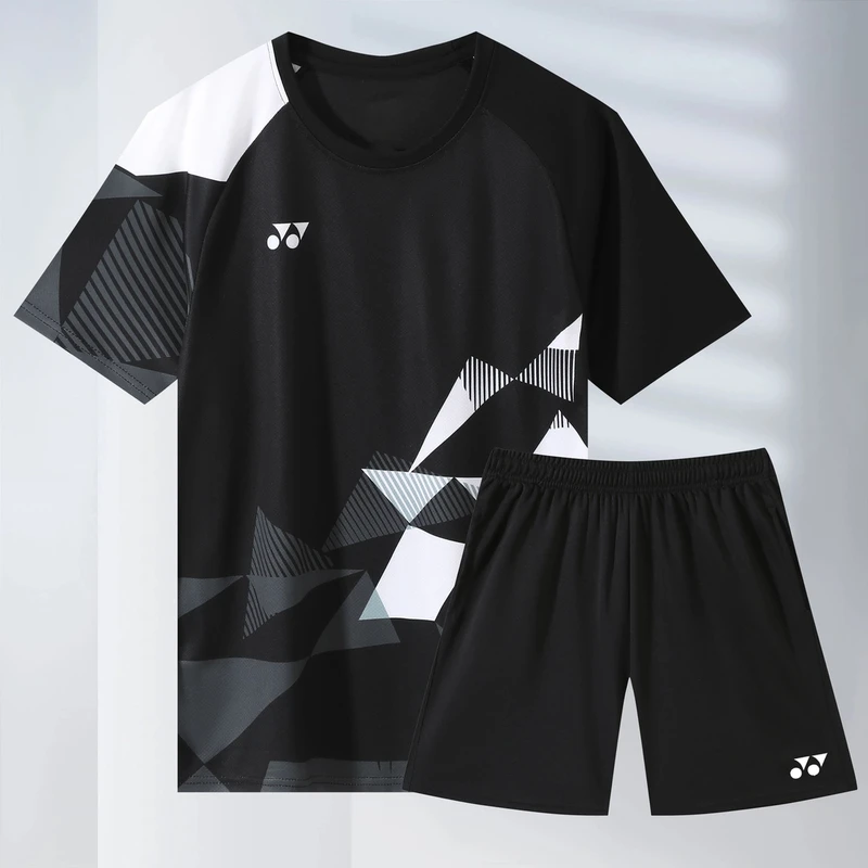 2025新款速干透气羽毛球服夏季休闲短袖上衣训练男款运动比赛定制