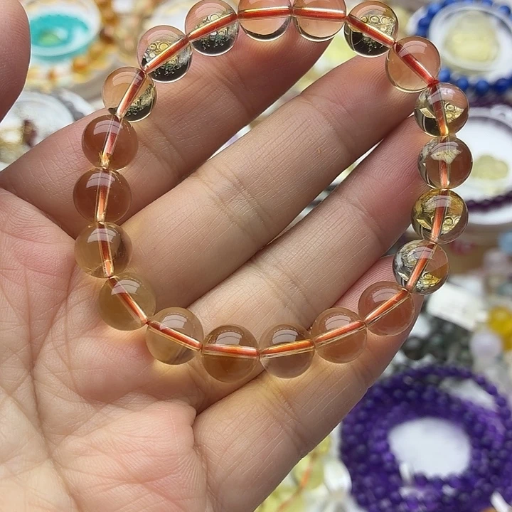 水晶未镶嵌手链天然黄水晶手链9.4mm