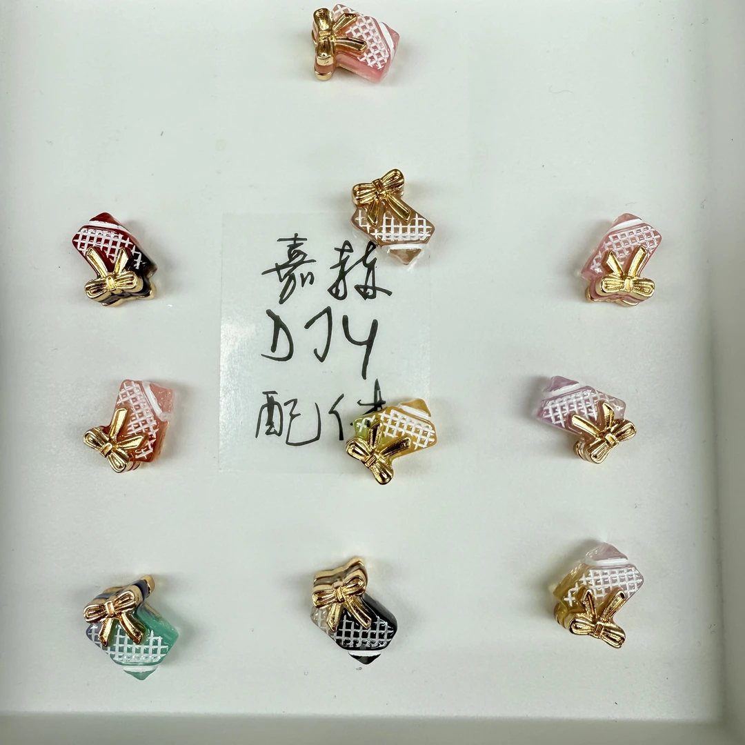 韩国胶定制款147 合金双面蝴蝶结饼干礼物盒通孔 DIY手工配件