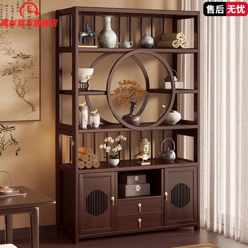 博古架办公室茶室置物架新中式客厅屏风玄关酒柜多宝阁书架展示柜