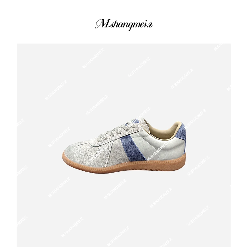 M.SHANGMEI.Z/沐熙美大哥复古经典拼色反绒皮平底德训鞋F03241