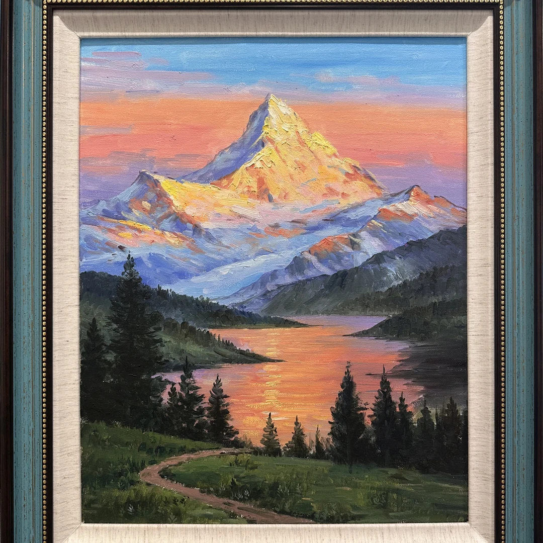 日照金山  适合客厅餐厅玄关背靠山风景挂画