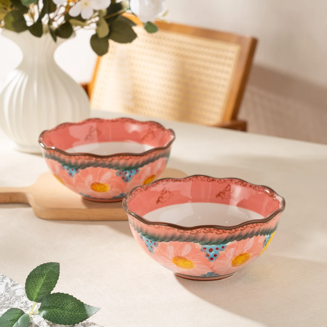 【SILESIA/出口原单】樱花雪月-6.5寸花边面碗2个装