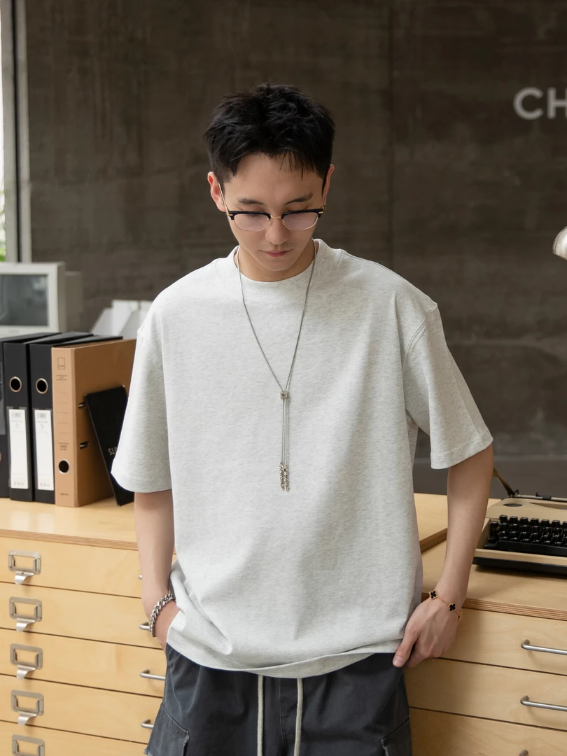 纯棉夏季短袖圆领半袖薄款百搭T恤时尚休闲宽松男装韩版潮流短袖