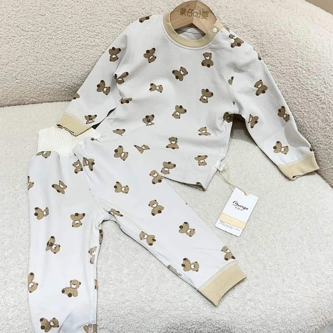 布婴谷-【小熊356-408】舒绒无骨肚围肩扣高腰家居服套装