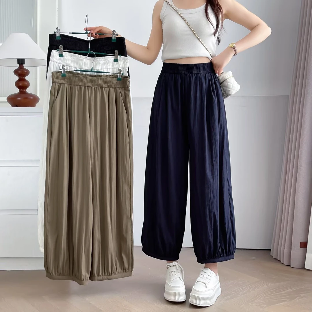 奢怡雅欣宇大码松紧腰休闲裤显瘦灯笼裤防蚊裤夏季薄款九分裤2543