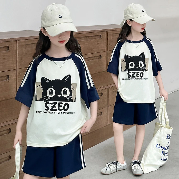 女童夏季套装2025新款女大童夏装薄款短袖儿童夏天网红炸街两件套