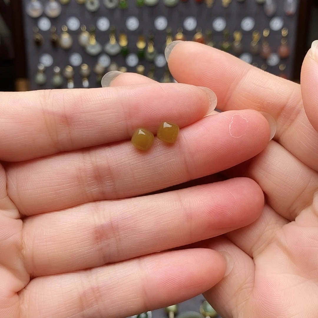 银S925镶嵌和田玉耳饰